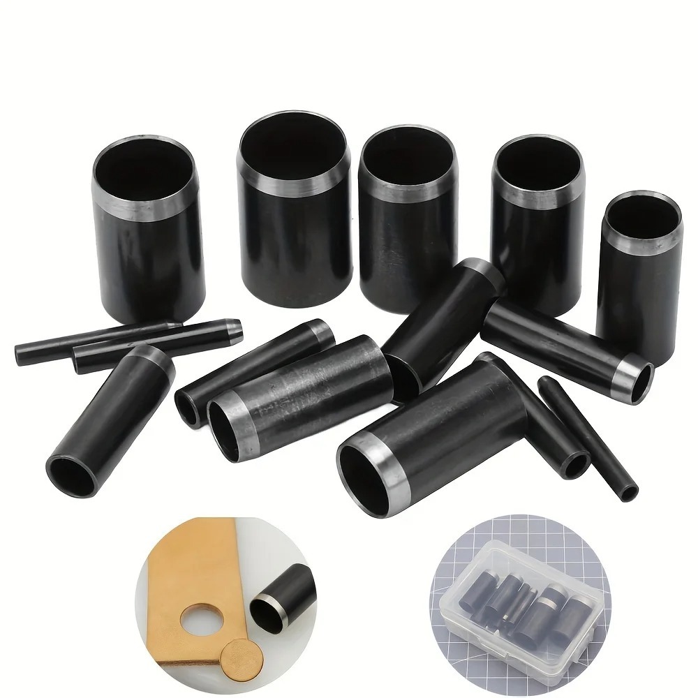 Leatherwork Punching Tool - 15-teiliges Rundlochstanzer-Set (1-15mm), Hohlstanzer-Werkzeugset mit Aufbewahrungsbox,
