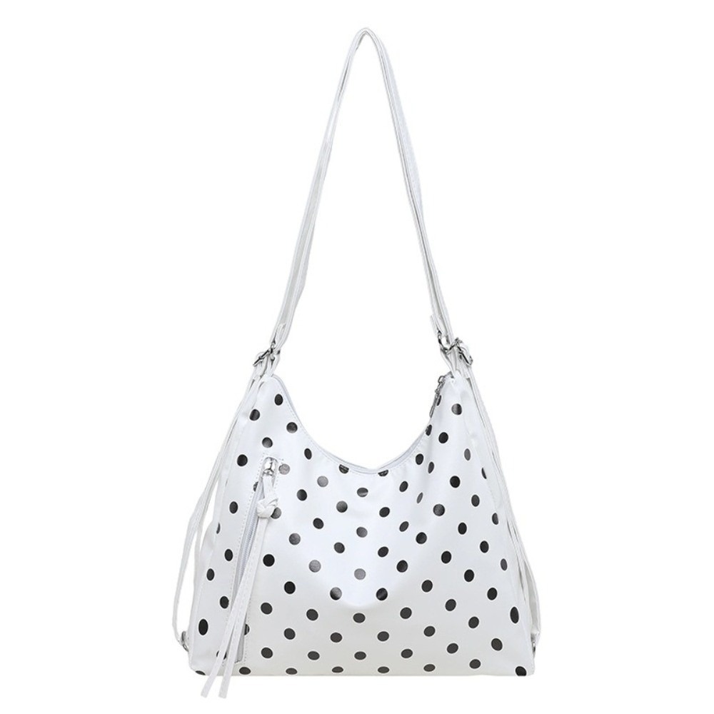 Leather Work Womens Backpack - Vintage PU-Leder Schultertasche mit Polka Dots,