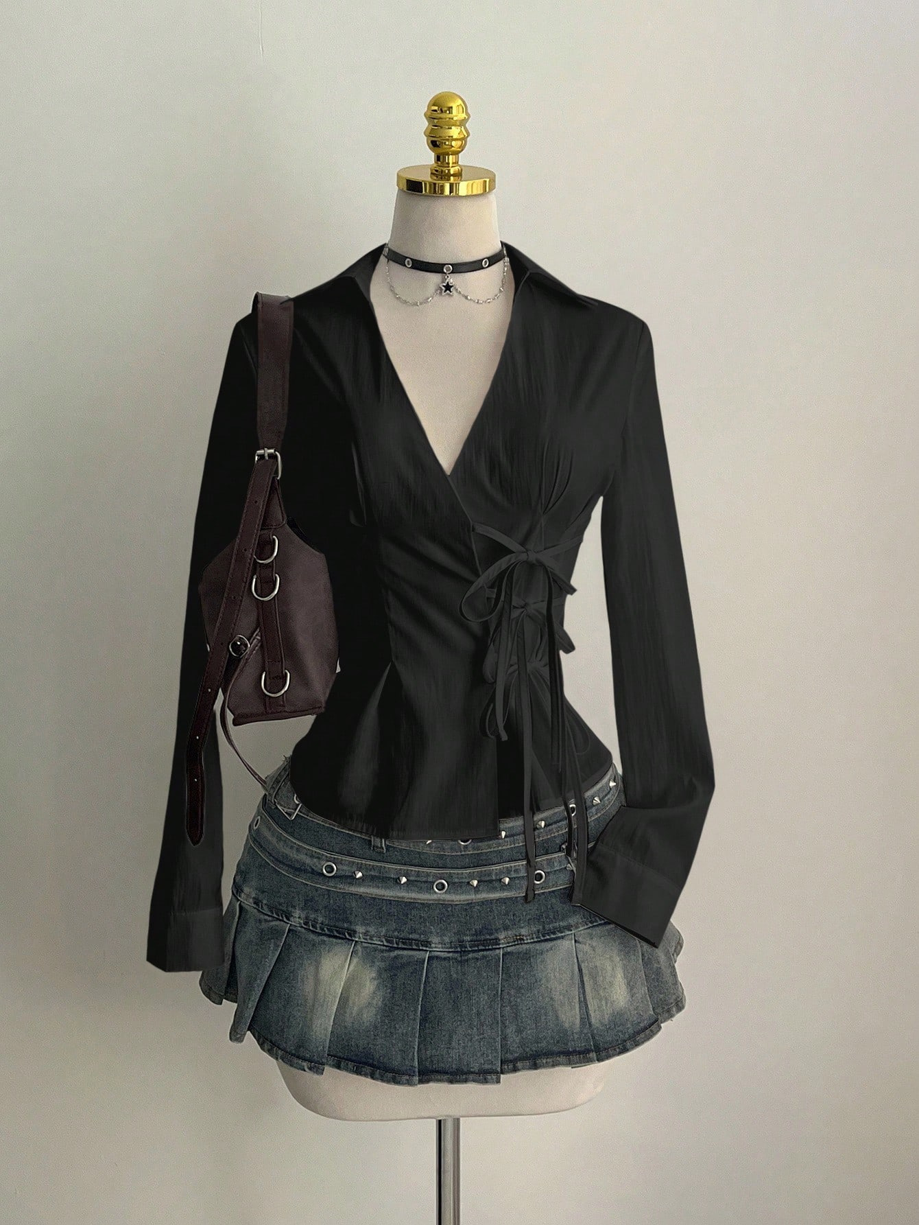 Unique Leather Work - Harajuku Damenhemd Einzigartige Ästhetik Slim Fit
