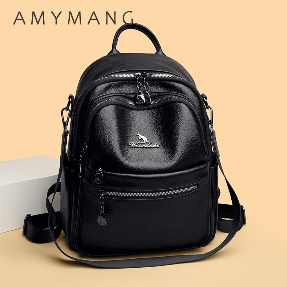 Leather Work Womens Backpack - Rucksack mit genarbter Ledertextur, 2-fach wandelbare