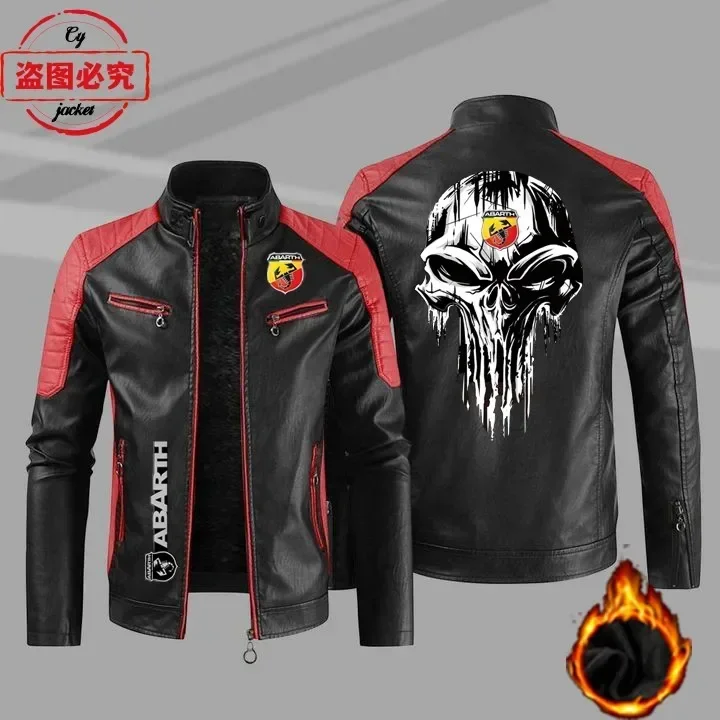 Leather Work For Car - ABARTH Auto-Logo Frühlings- und Herbst-Lederjacke PU-Lederjacke